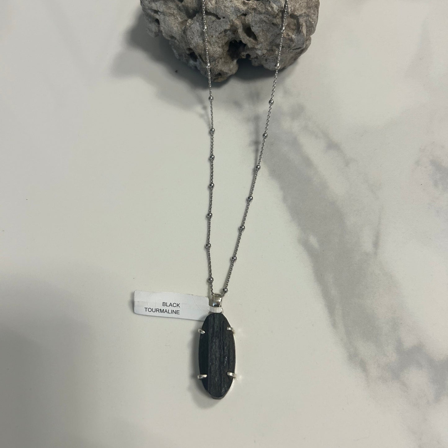 Silver necklace with Tourmaline stone pendant