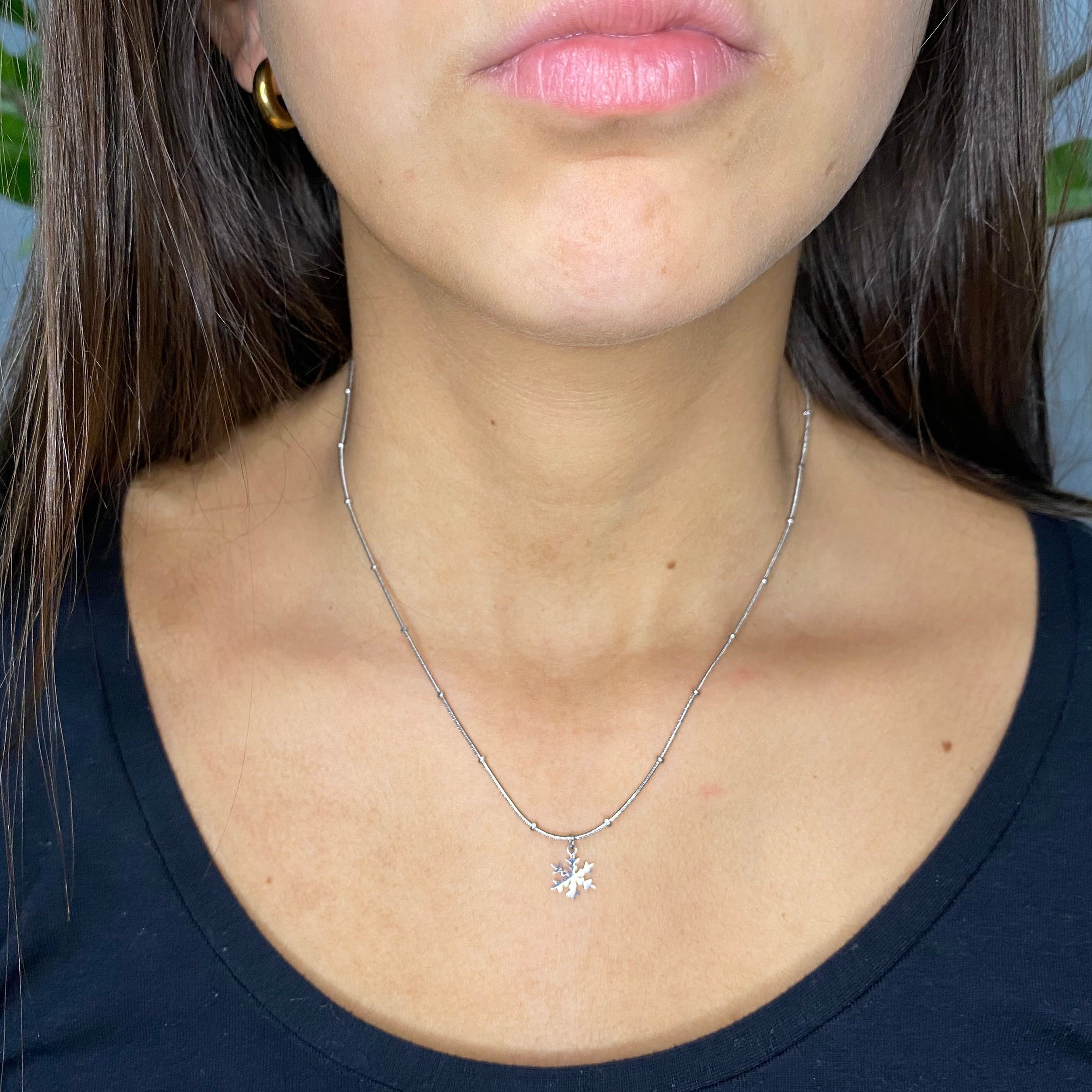 Collana in Acciaio con Ciondolo Fiocco di Neve