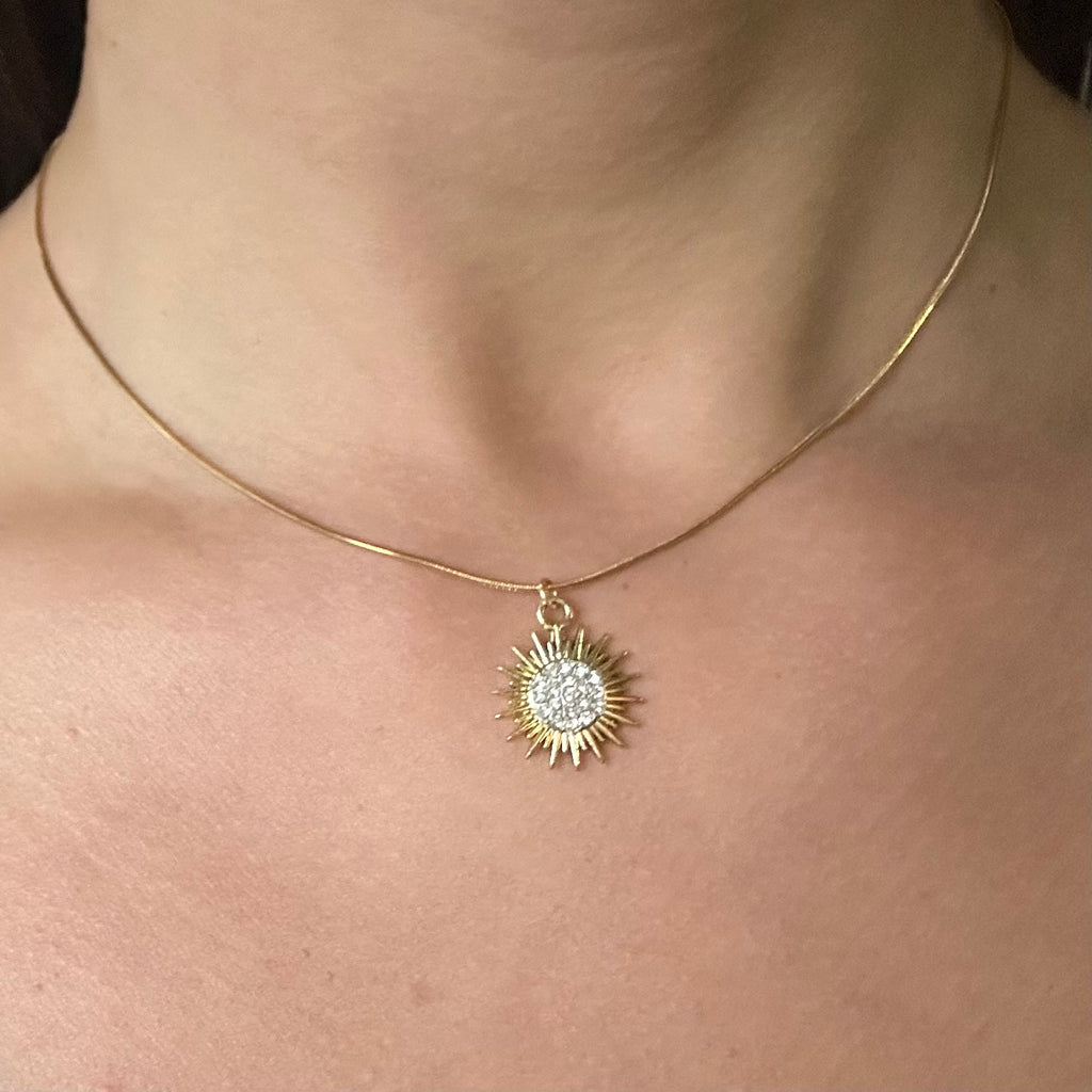 Collana in Acciaio con Ciondolo Fiocco di Neve e Cristalli