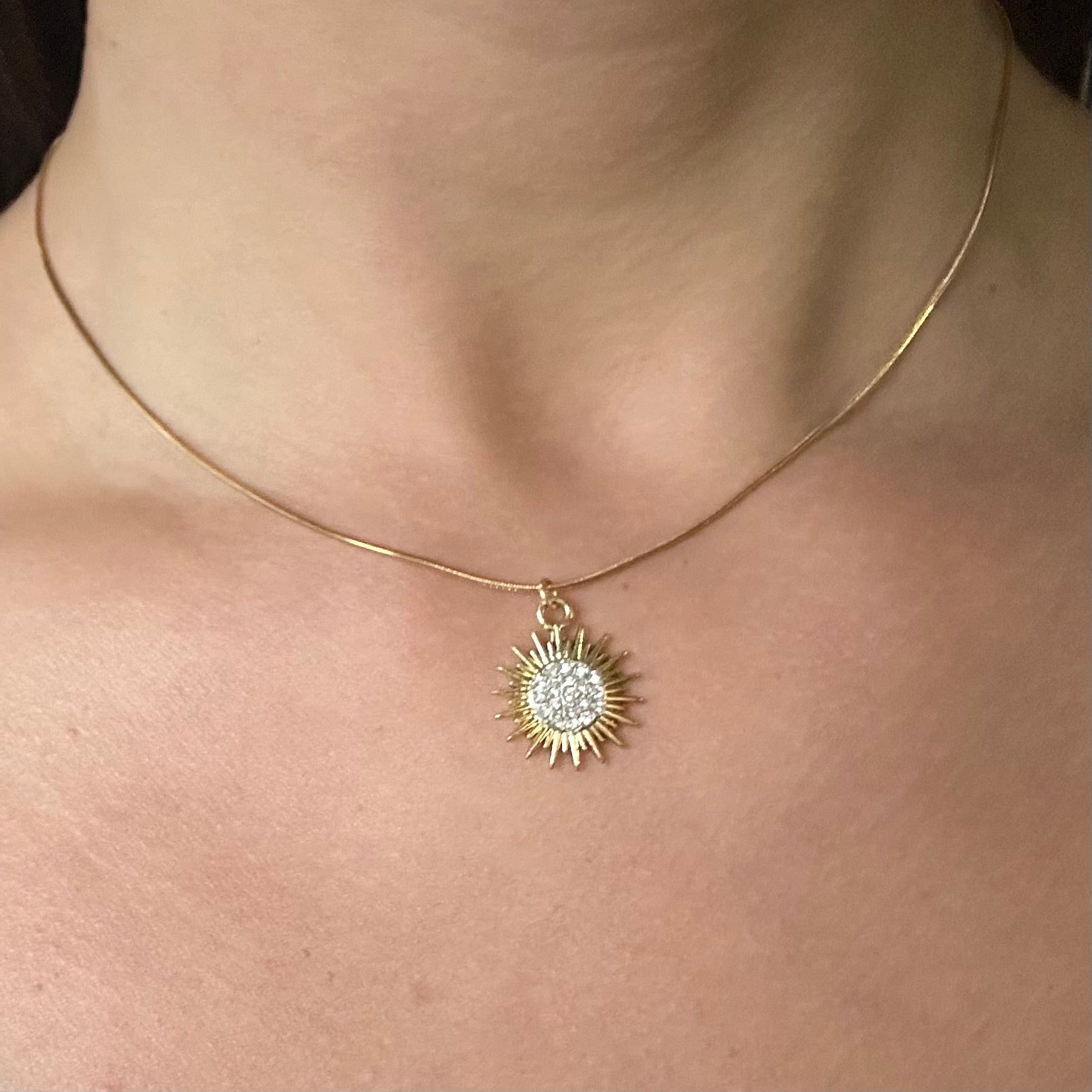 Collana in Acciaio con Ciondolo Fiocco di Neve e Cristalli