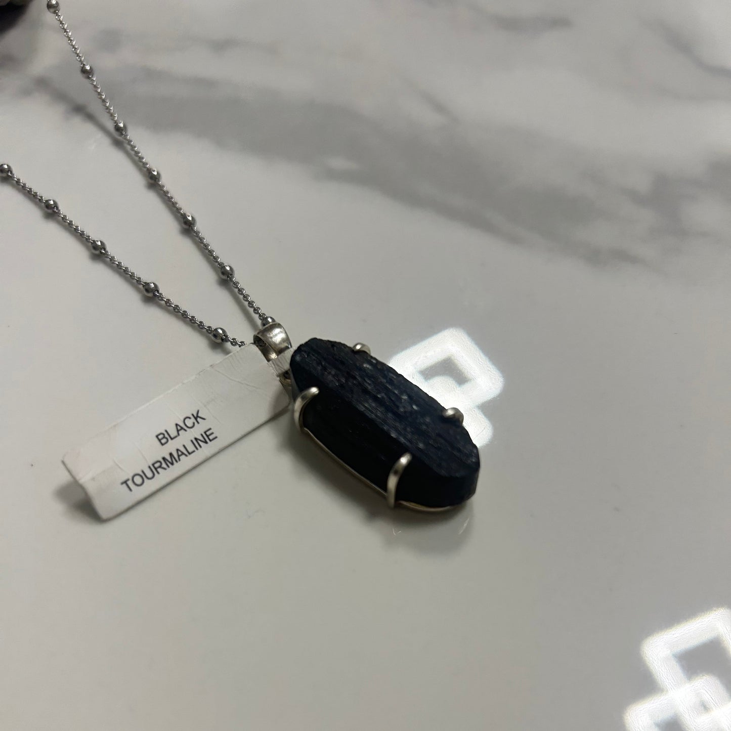 Silver necklace with Tourmaline stone pendant