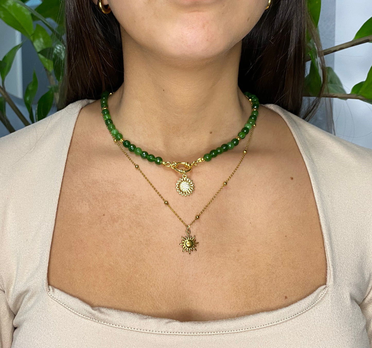 Jewellery Set - Aventurine and Stainless Steel Necklace