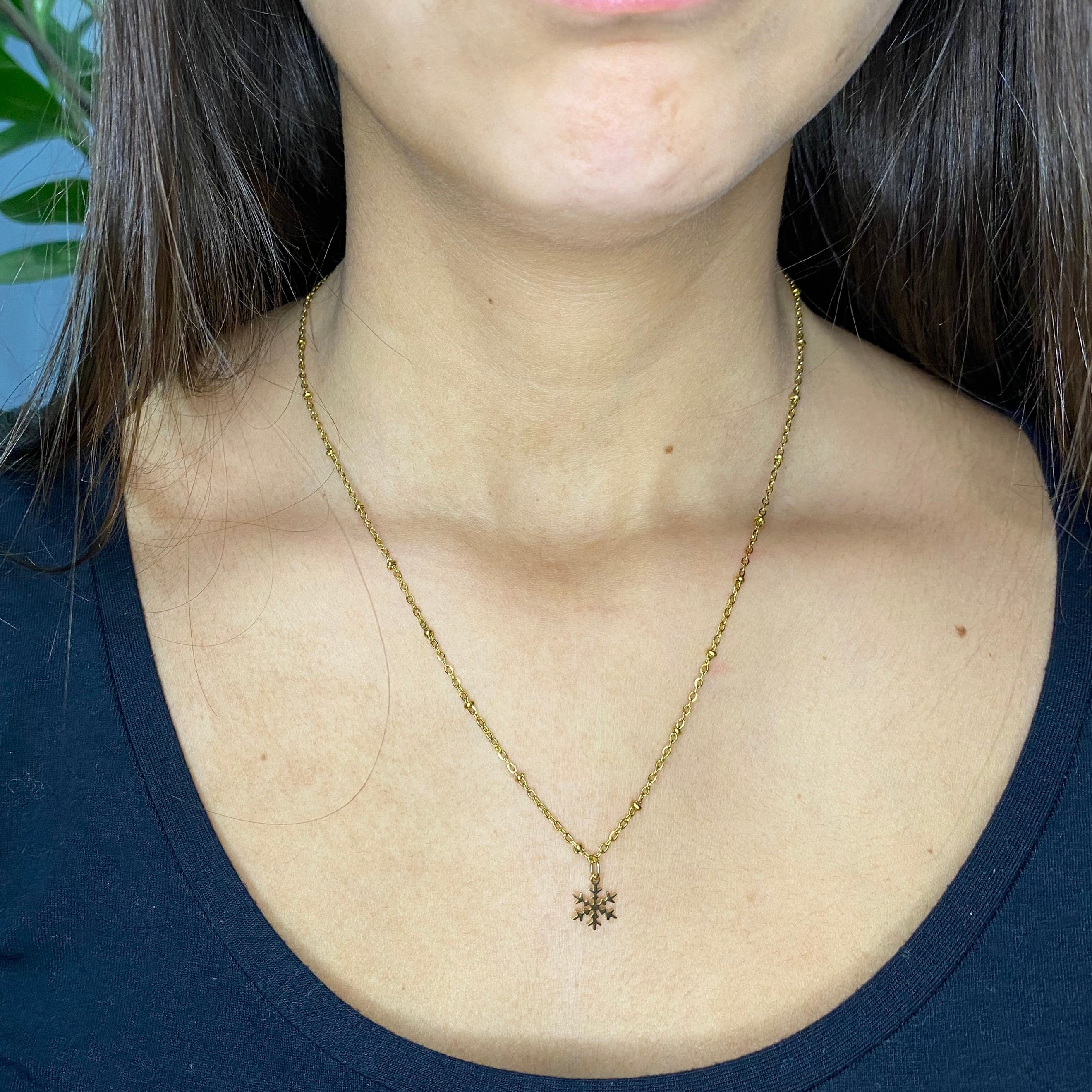 Collana in Acciaio con Ciondolo Fiocco di Neve