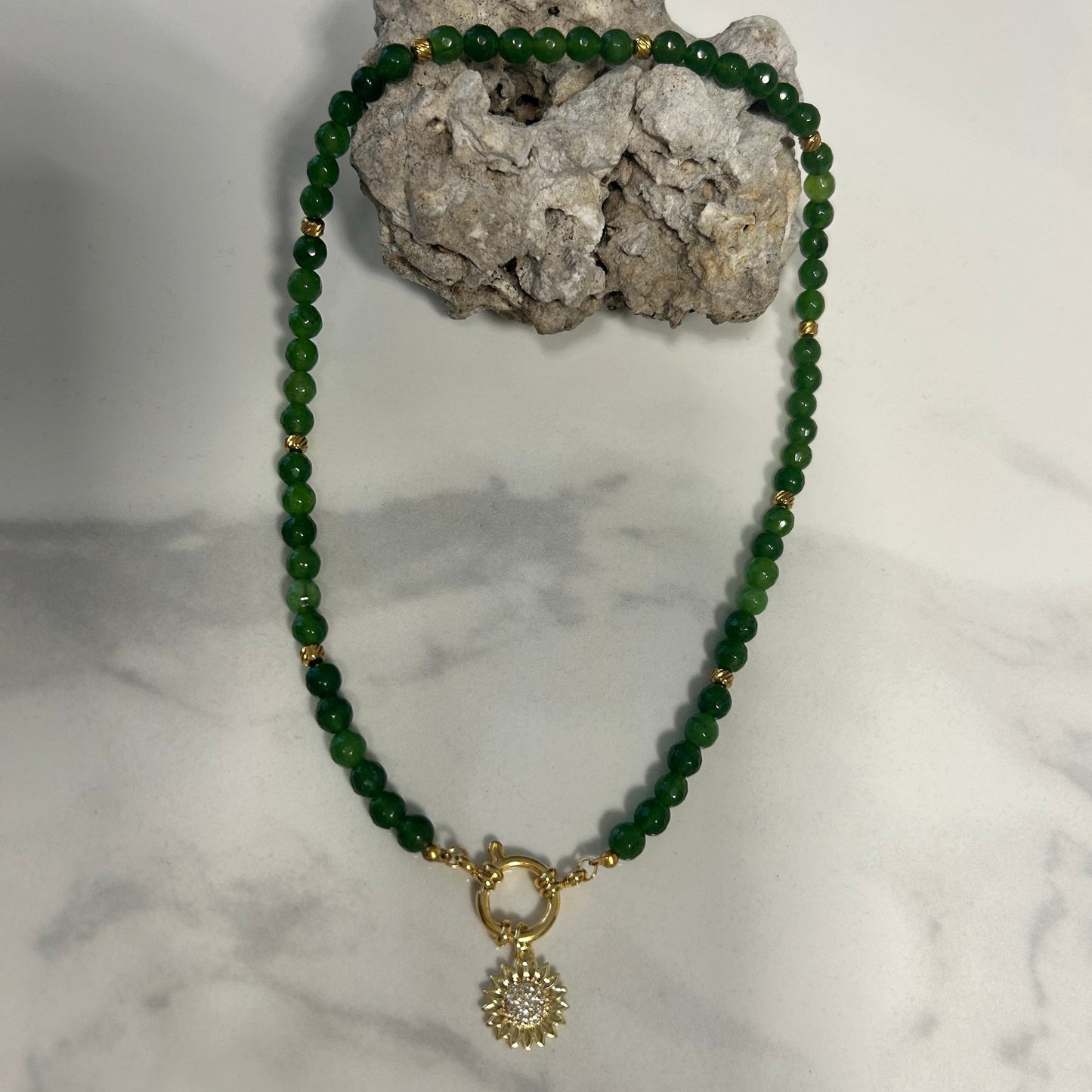 Jewellery Set - Aventurine and Stainless Steel Necklace