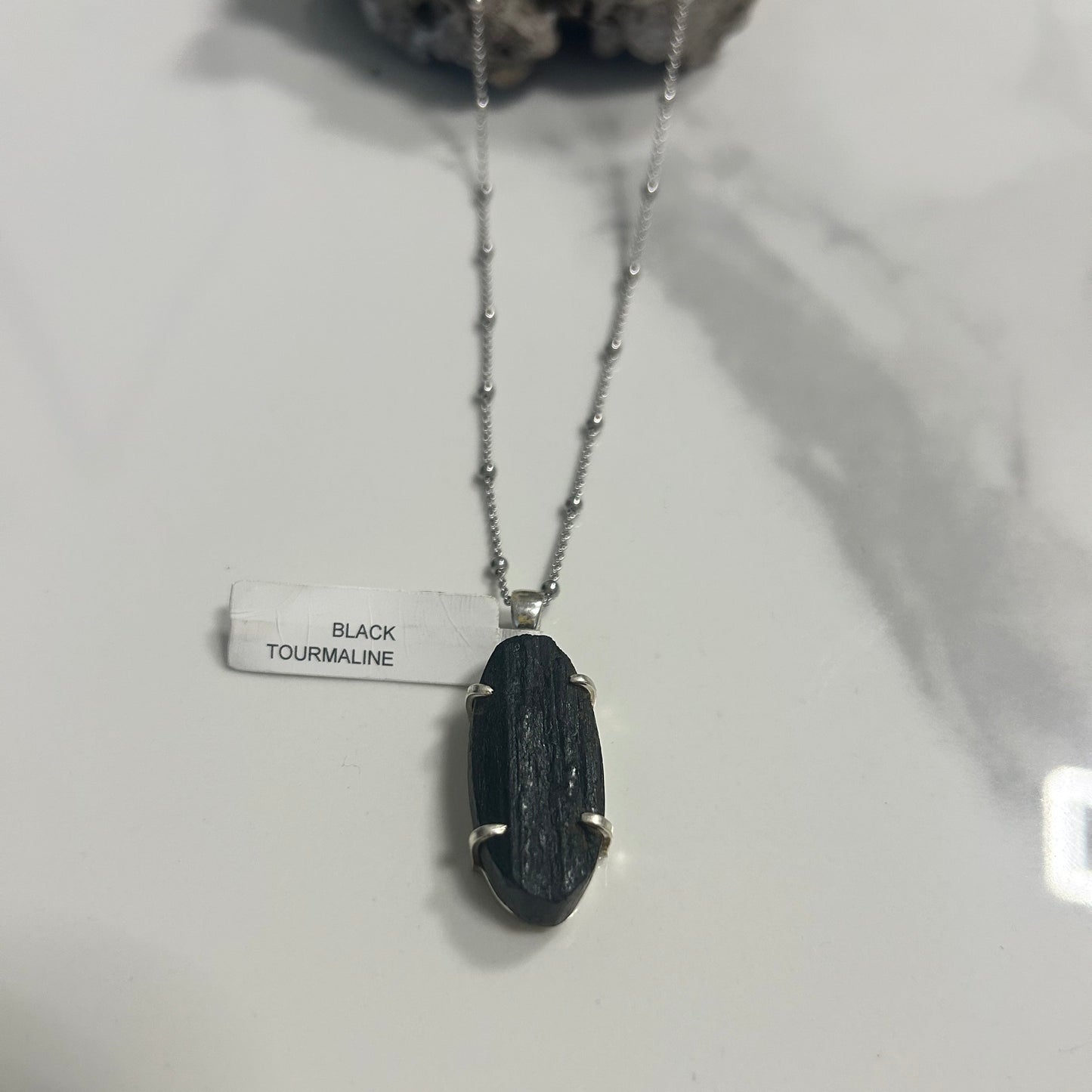 Silver necklace with Tourmaline stone pendant