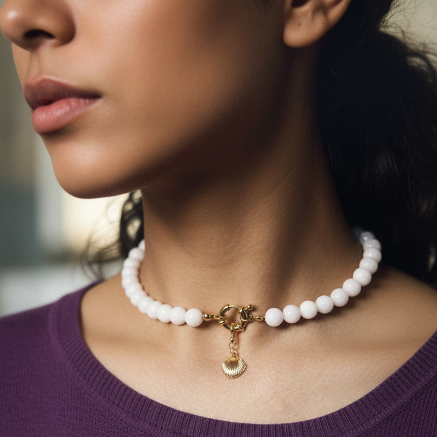 Collana in Agata bianca